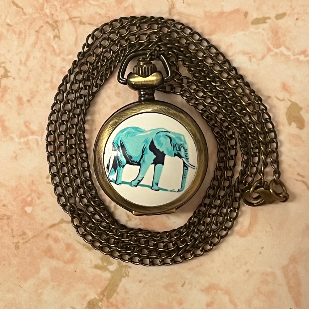 Elephant Pocket Watch Necklace